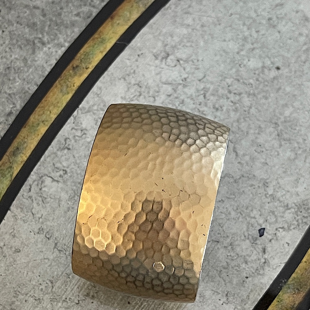 Hammered Gold-tone Open Bangle, OS